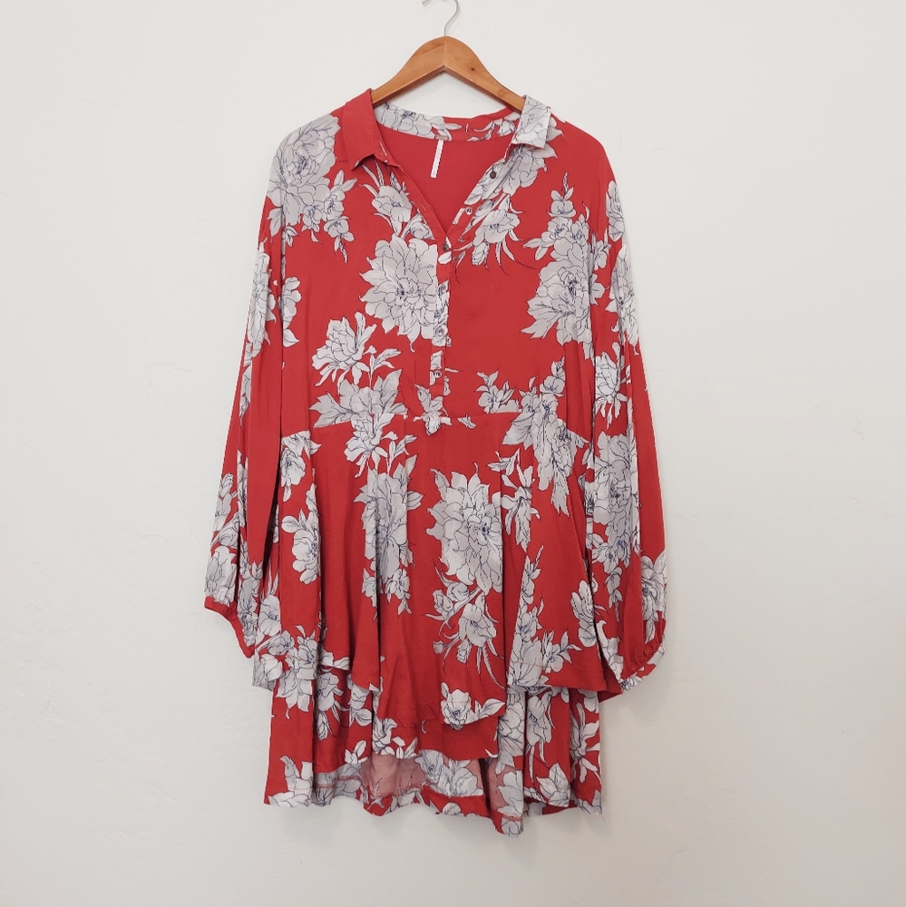 Free people shake it pink/red  floral mini dress